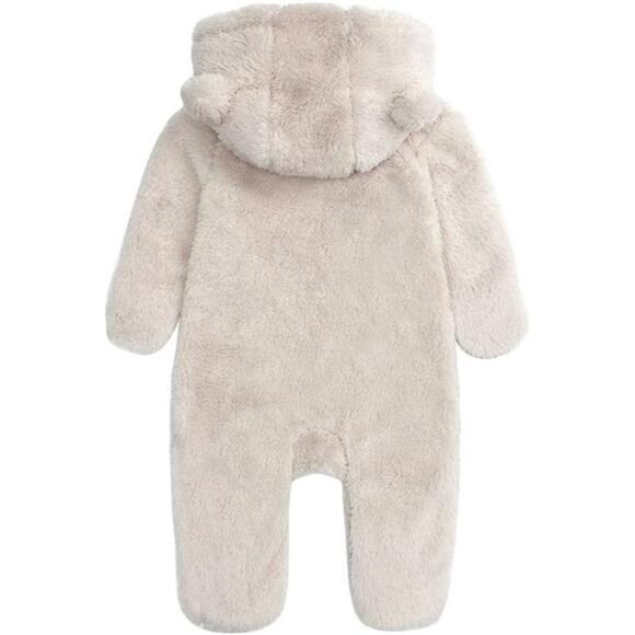 Newborn Baby Snowsuit Fleece Lined Onesie Outfits Warm Hooded Romper for Infant - Picture 9 of 14